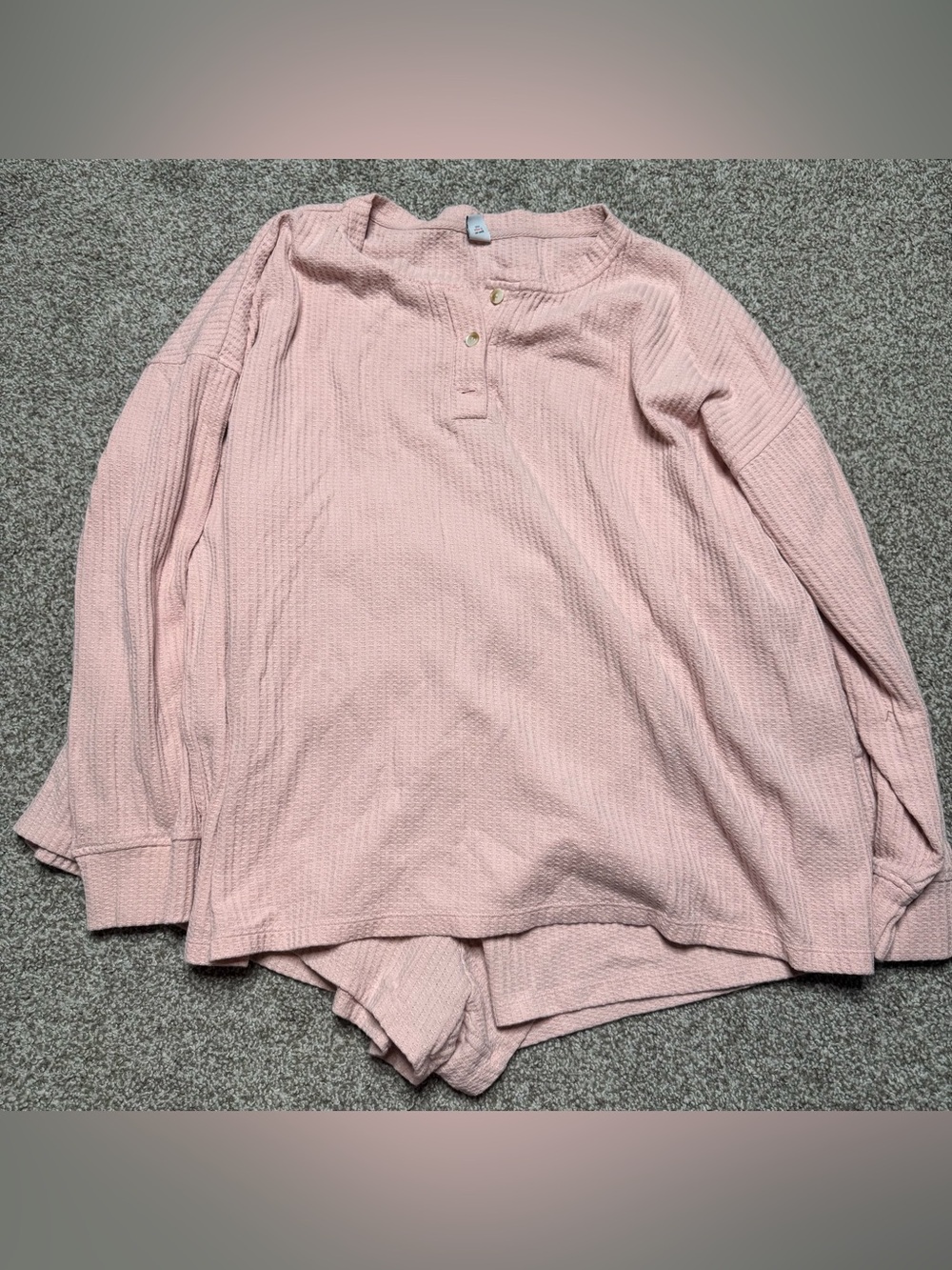 Old Navy Light Pink Waffle-Knit Henley Pullover